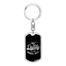 New Daddy Rookie Dept. Swivel Keychain Dog Tag Stainless Steel or 18k Gold - £42.79 GBP