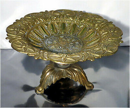 Vintage Footed Brass Fruit Plate / Dish, 9-1/2 inch Plate Diameter - $46.78