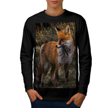 Flaming Hunter Fox Tee Clever Beast Men Long Sleeve T-shirt - £11.98 GBP