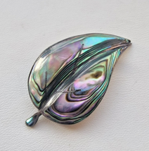 CCC VINTAGE MEXICAN MOTHER OF PEARL MULTICOLOR LEAF BROOCH PIN - $711.52 MXN