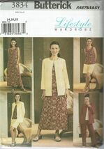 Butterick 3834 Sewing Pattern Womens Size 14-16-18 Wardrobe Jacket Dress... - $9.11