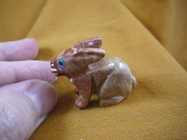 (y-BUN-23) red BUNNY RABBIT SOAPSTONE carving FIGURINE love rabbits HOP ... - $12.38 CAD