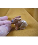 (y-BUN-23) red BUNNY RABBIT SOAPSTONE carving FIGURINE love rabbits HOP ... - $8.99
