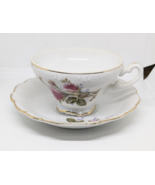 Pink Rose Pattern 3.75&quot; At Widest Drinking China Tea Cup &amp; Saucer - $6.92