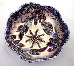  Art Pottery Hand Thrown Hand Painted Bowl  Blues and White - $29.99