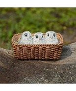 Baby Owls in Basket Miniature Resin Fairy Garden Bird Figure Weather Res... - £14.21 GBP