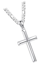 S925 Sterling Silver Cross Pendant Cross Necklace 16 - £114.53 GBP