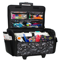 Rolling Sewing Machine Tote Case 21 Storage Spaces Portable Bag Carry Ha... - $58.60+