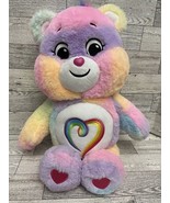 Care Bears 14&quot; Togetherness Bear Rainbow Pastel Tye Dye Plush Toy 2021 P... - £11.79 GBP