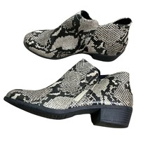 Arizona Zip Up Ankle Boot 9.5 Black Cream Snake Print Block Heel - £21.24 GBP