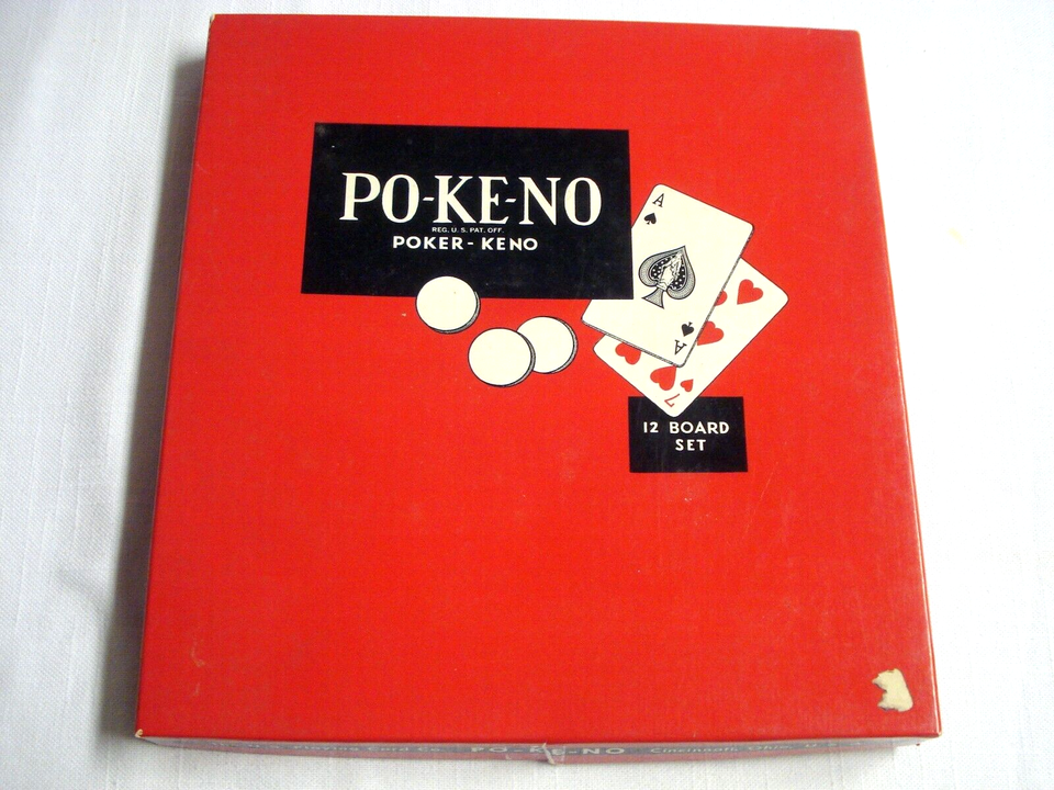 Complete Po-Ke-No Poker Keno 12 Board Vintage Set With Chips Pokeno - $9.99