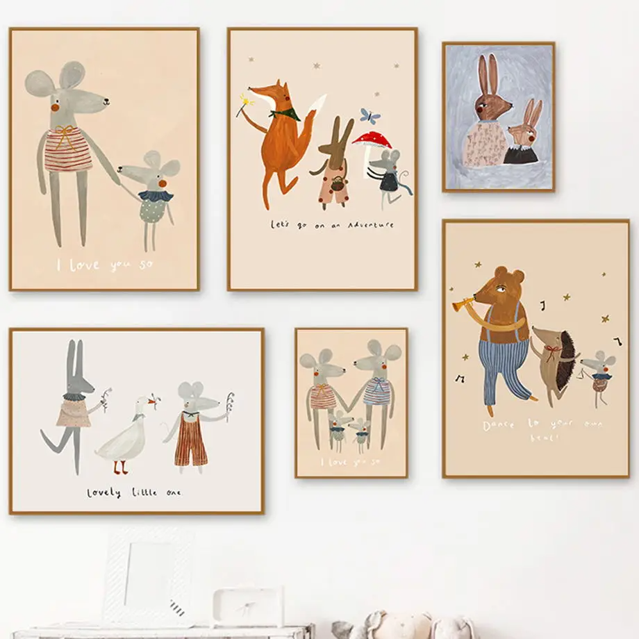 Digital 6 Poster Art Kids Room Modern illustration Colorful Design Wall ... - $15.00