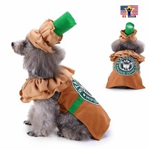 Starbucks Pumpkin Dog Dress Up, Funny Pet Costume Cosplay Halloween Party Outfit - £10.30 GBP+