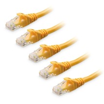 5 ft Cat 6 10Gbps Snagless Ethernet Cable 5 pack, Yellow - £10.46 GBP