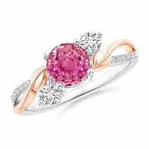 ANGARA Pink Sapphire and Diamond Twisted Vine Ring for Women in 14K Solid Gold - £1,423.96 GBP