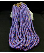 Tiny Blue Chevrons venetian Beads African Necklace 8mm - £40.34 GBP