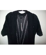 VENUE BLACK KNITTED  SHORT SLEEVE KNIT VEST LONG TOP MEDIUM NWT - $1,375.86 MXN