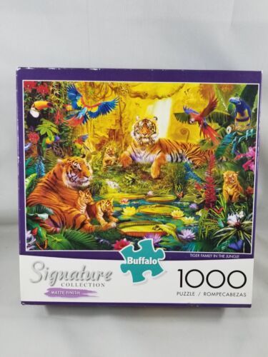 Primary image for Buffalo Tiger Family in the Jungle Jigsaw Puzzle 1000 Piece Parrots Toucan