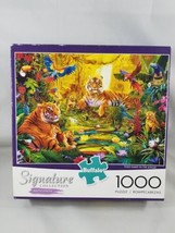 Buffalo Tiger Family in the Jungle Jigsaw Puzzle 1000 Piece Parrots Toucan - £8.87 GBP