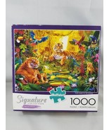 Buffalo Tiger Family in the Jungle Jigsaw Puzzle 1000 Piece Parrots Toucan - £8.87 GBP