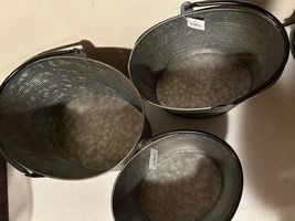 Set 3 metal Buckets with Handles with distressed finish - Sale image 3
