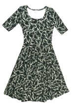 LuLaRoe Nicole Dress Black White Flying Birds Print Fit N Flare Dress Womens XS - £23.77 GBP