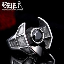 BEIER Sci-Fi / Trendy 316L Stainless Steel Star Wars Tie Fighter Theme Ring - £15.14 GBP