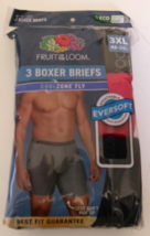 Three Fruit of the loom boxer briefs Size 3X-Large 100% Cotton Black and... - $18.76