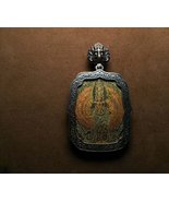 guan yin buddha pendant, chenrezig, silver tibetan protection amulet - £410.62 GBP