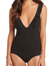 Sea Level Swim Womens One Piece Swimsuit Black Adjustable Plunge Neck S New - £31.96 GBP