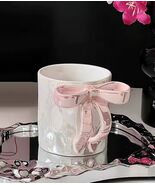 Pink Bow Coffee Mug Cute Aesthetic Cup Gift for Her Kawaii Mug Ceramic T... - $17.95