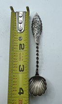 RARE!  Sterling Silver Salt Spoon with Shell Shaped Bowl Twisted Marked 4” - £23.30 GBP
