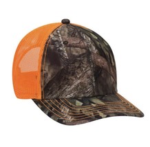 Otto Cap Mossy Oak Orange Blaze Camouflage 6 Panel Trucker Low Profile MO209 - £10.43 GBP