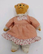 Soft Body Bear Doll Figurine w/pink dress - $3.92