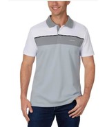 Calvin Klein Mens Polo Gray Grey White Shirt Golf Moisture Wicking Tagless - $61.73 CAD