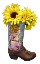 Rustic Western Mermaid Starfish And Sea Turtle Cowgirl Boot Utensils Flower Vase - $29.99