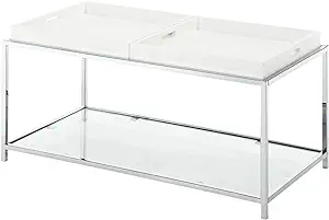 Palm Beach Coffee Table With Shelf And Removable Trays, White - £174.94 GBP