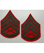 CIRCA 1959-1992, USMC, STAFF SERGEANT, CHEVRONS, GREEN ON RED FELT, SET ... - $13.54 CAD