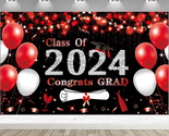 Black Red Graduation Party Decorations, 6X3.6Ft Red Class of 2024 Gradua... - $25.51