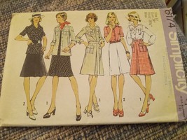 Vtg Simplicity Pattern 6174 Misses Shirt &amp; Skirt Sz 12 Cut &amp; Complete - £5.67 GBP