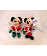 Disney Christmas Santa Minnie &amp; Mickey plush 7&quot; Bean&#39;s Plush stuffed Ret... - $285.89 MXN