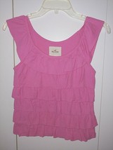 Hollister Ladies Tiered COTTON/POLYESTER Pink Summer TOP-S Worn ONCE-CUTE - £6.07 GBP