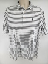 Peter Millar Summer Comfort Golf Polo Shirt Size L White Blue Striped Tr... - £28.64 GBP