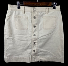 LOFT Skirt Size 10 Womens White Denim Jean Cotton Stretch Button Front - £29.46 GBP