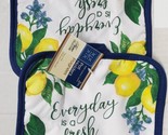 Set of 2 Same Printed Potholders, 7&quot; x 7&quot;, LEMONS, EVERYDAY IS A FRESH S... - £6.25 GBP