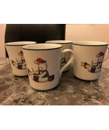 ANCHOR HOCKING Christmas Holiday Memories SET OF 4 Mugs Coffee CUps Tedd... - $11.87