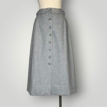 Vintage Marcye Ross Skirt Button Front Gray Woven Medium 1980s Office F - £26.45 GBP