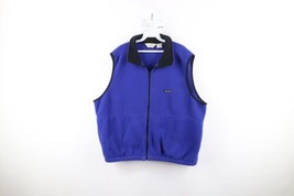 Vintage 90s Eddie Bauer Mens Large Spell Out Full Zip Fleece Vest Jacket Blue - £44.17 GBP