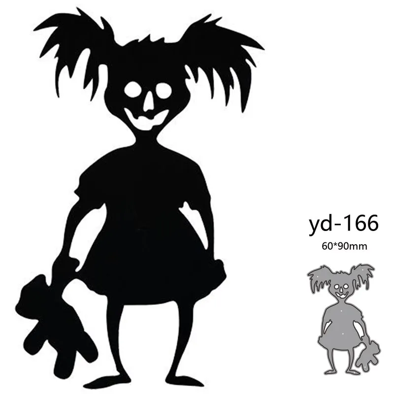 Halloween Little Girl Zombie Teddy Bear Metal Cutting Dies Scrapbook Car... - $12.58