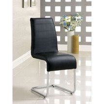 Contemporary Black Padded Leatherette 2pc Side Chairs Set of 2 Chairs - Black - £295.20 GBP